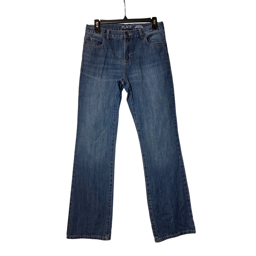 The Childrens Place Boys Bootcut Jeans Medium Wash Blue Denim Size 16